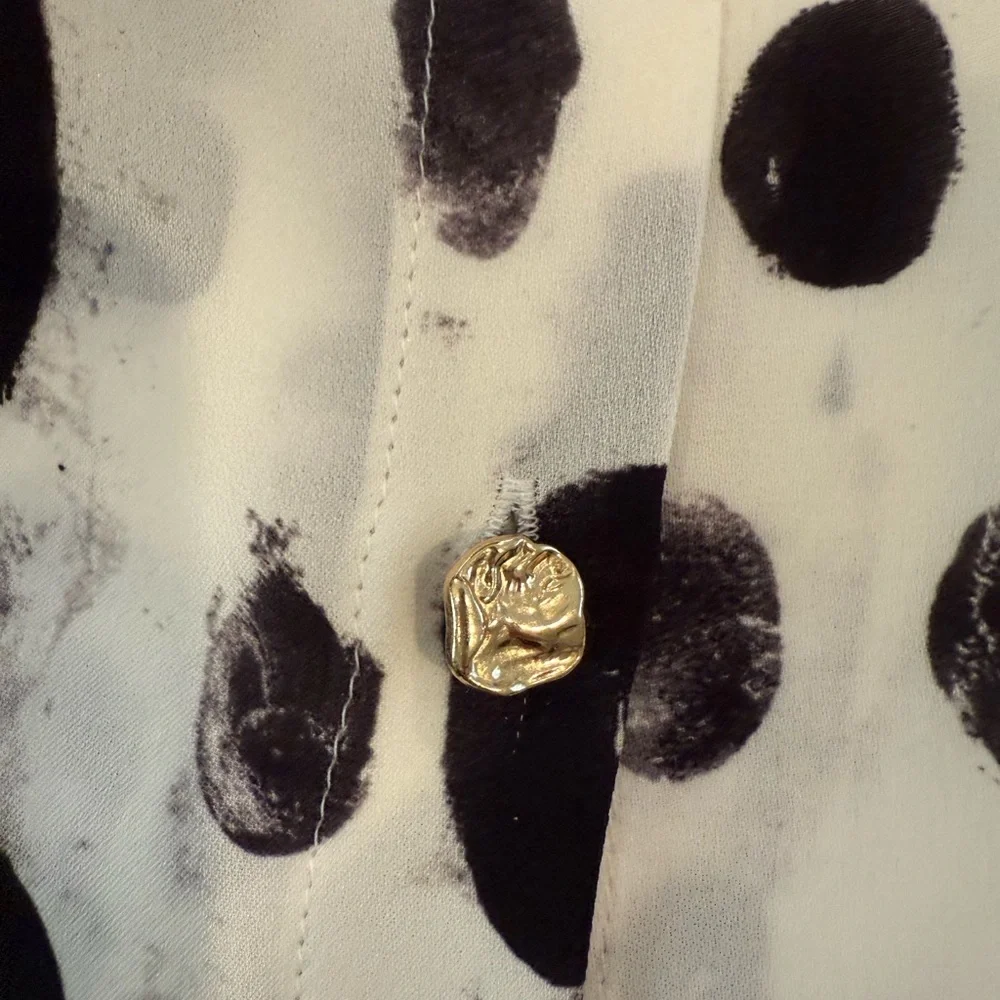 Escada Cream and Black Tie Front Blouse - Picture 3 of 4